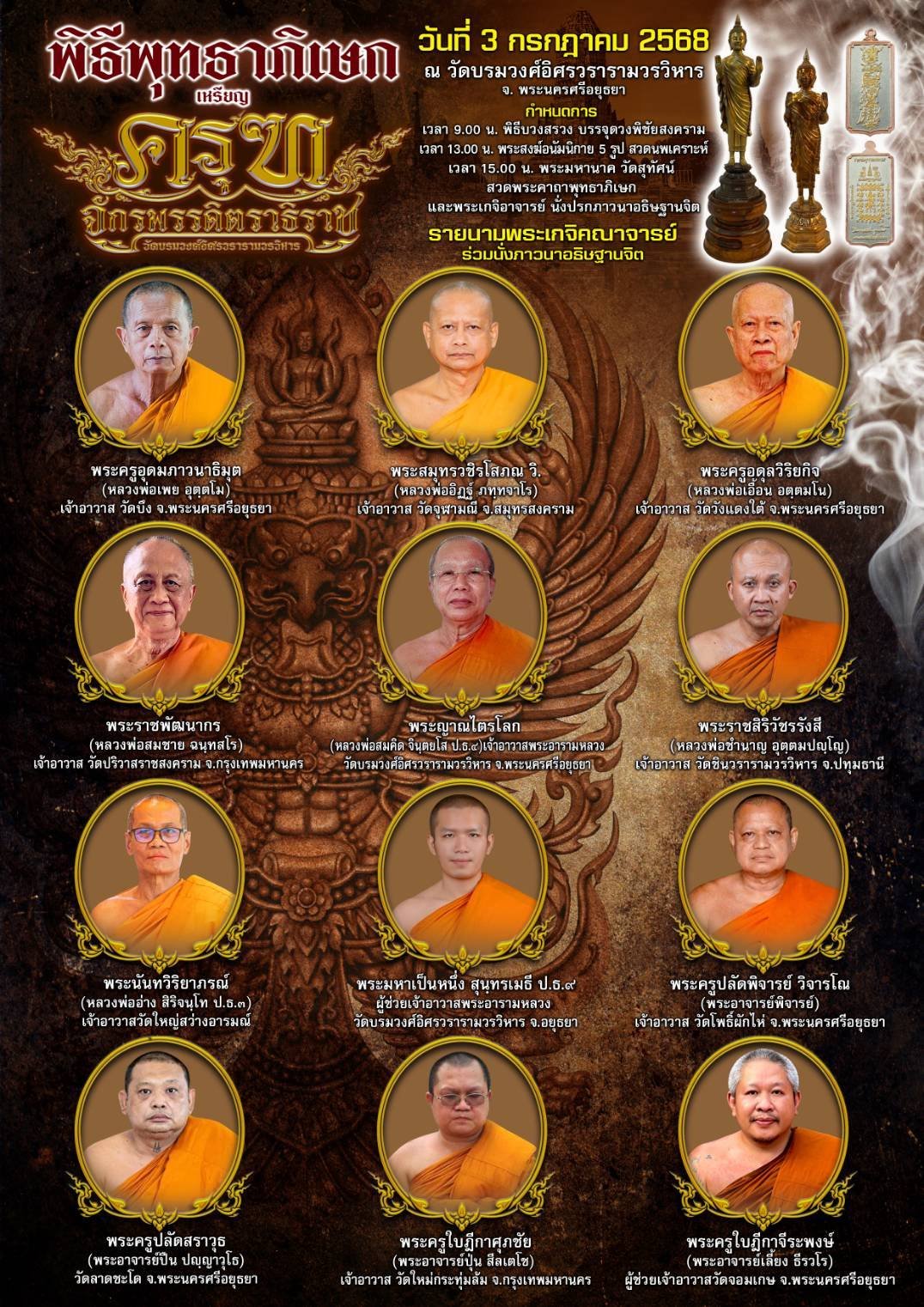 ครุฑจักรพรรดิตราธิราช และเหรียญกันชง ณ วัดบรมวงศ์อิศรวรารามวรวิหาร